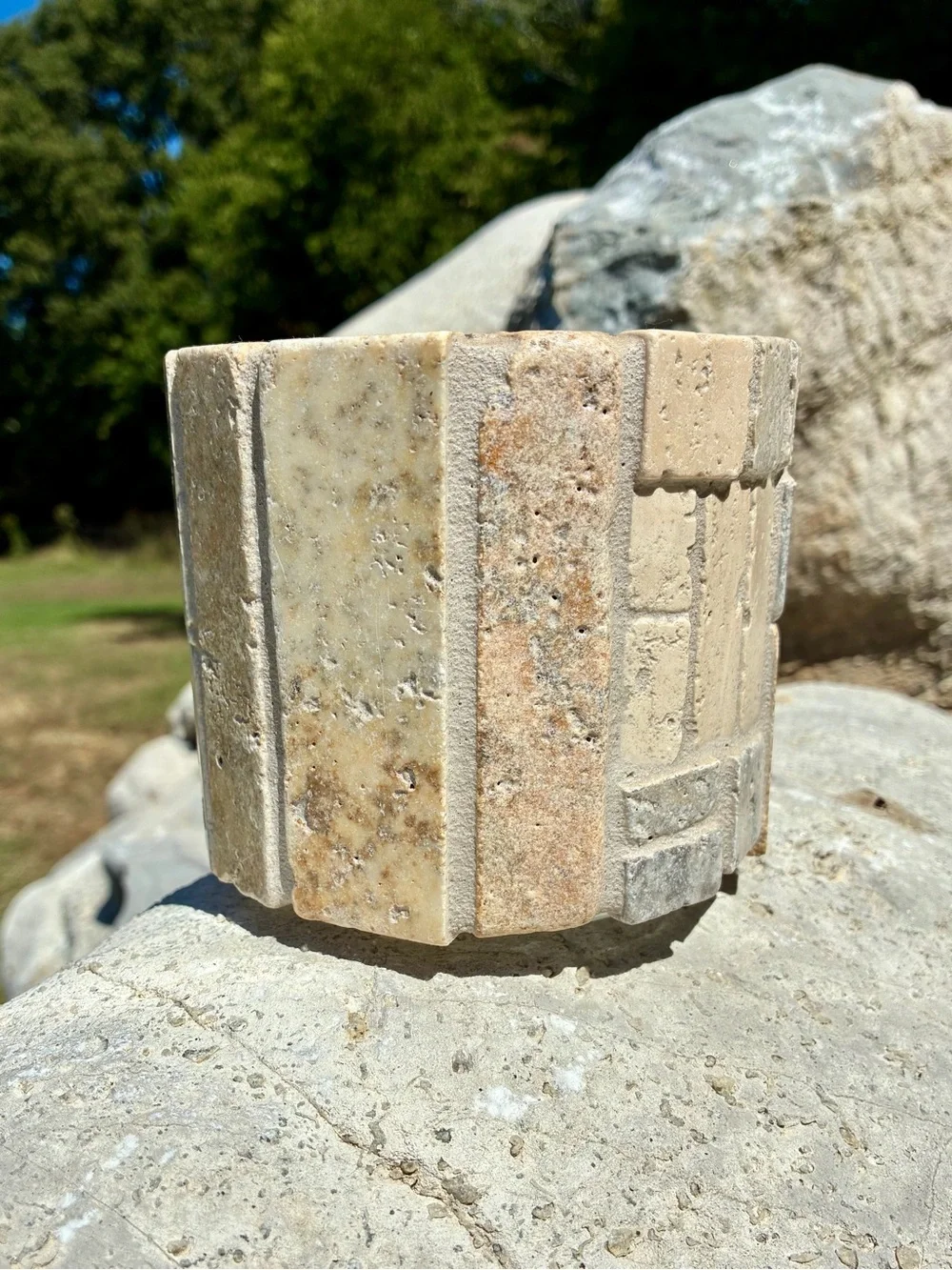 Neutral Stone Mosaic Tealight Holder - Home Accents